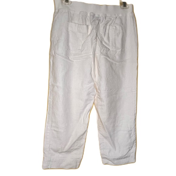 J Jill Linen Blend 55% Capri Crop Pants Part Draw String and Elastic Waist Sz 2P - Picture 2 of 11